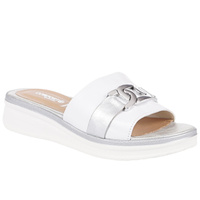 Klapki damskie skórzane Syrena SE 0713 biało-srebrne