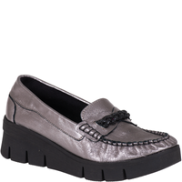 Skórzane mokasyny damskie marki Syrena SLA 989/P grafit kryształ